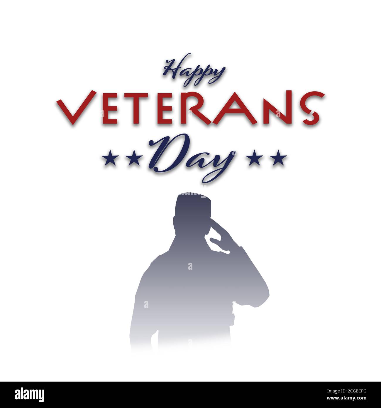 Festa nazionale americana. Soldato e testo degli Stati Uniti: Happy Veterans Day. Foto Stock