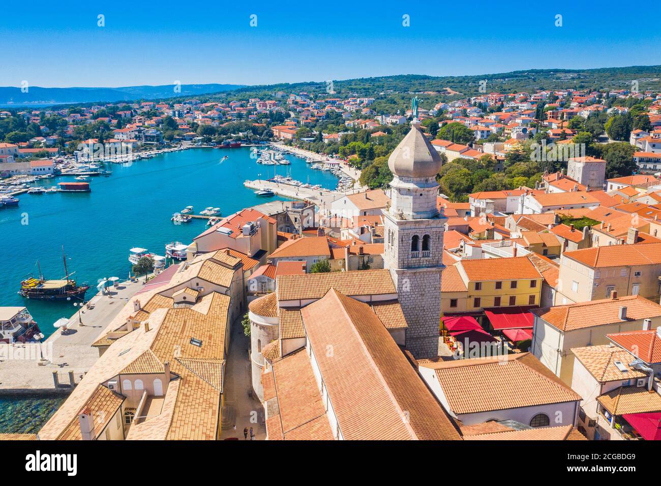 Vista panoramica della città vecchia di Krk in Croazia Foto Stock