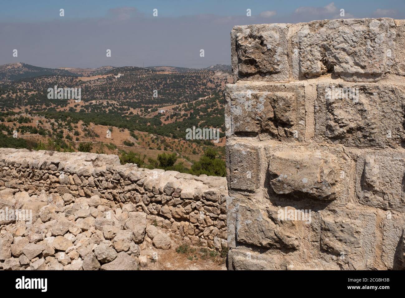 Il castello di Ajloun nel nord-ovest della Giordania. Paesi arabi e crociati fort. Foto Stock