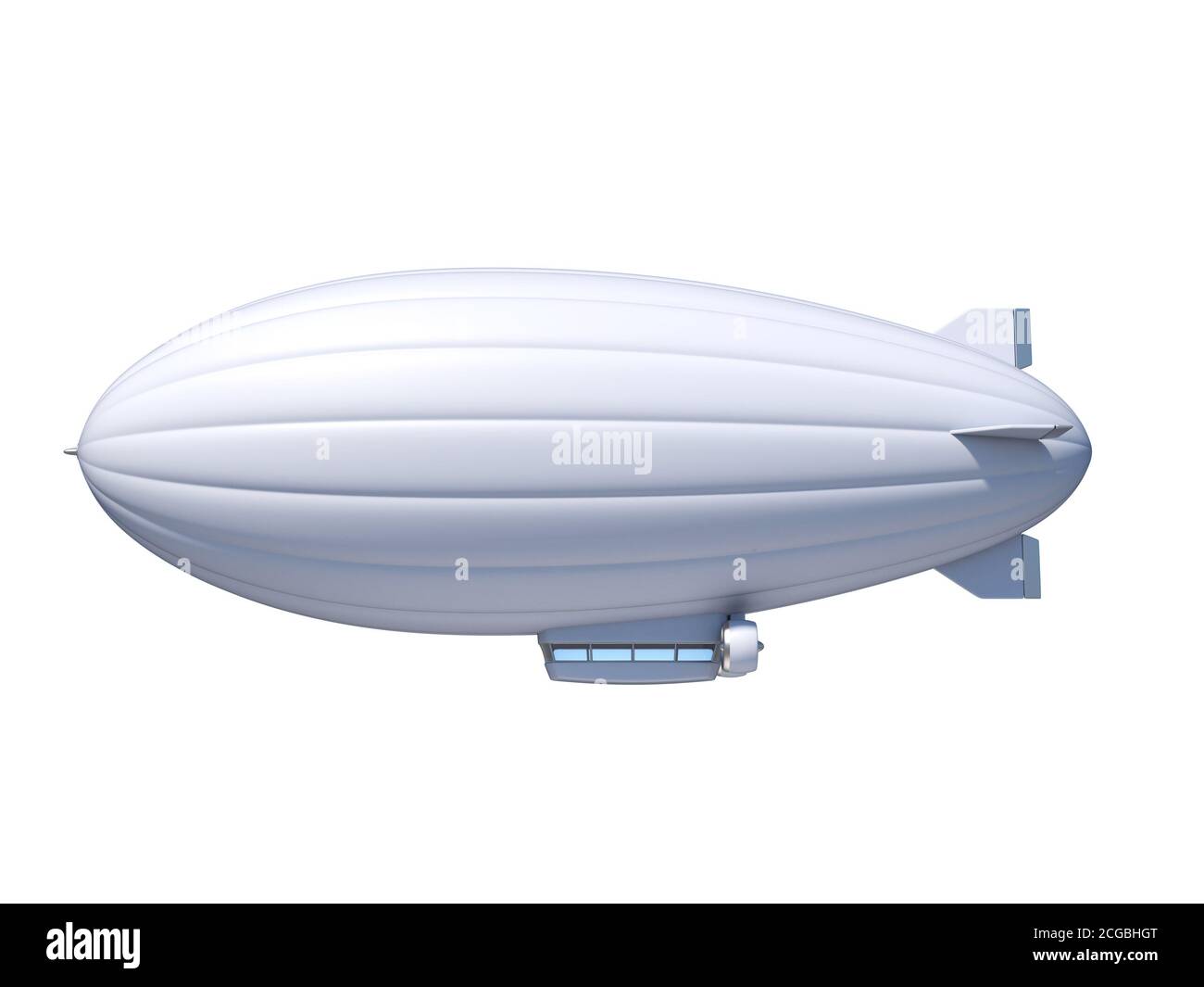 Nave zeppelin bianca vuota con spazio di copia, rendering 3d Foto Stock