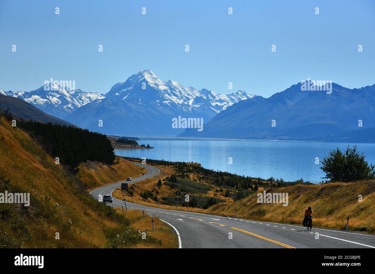 mt cook e pukaki lago, mt cook national park, nuova zelanda Foto Stock