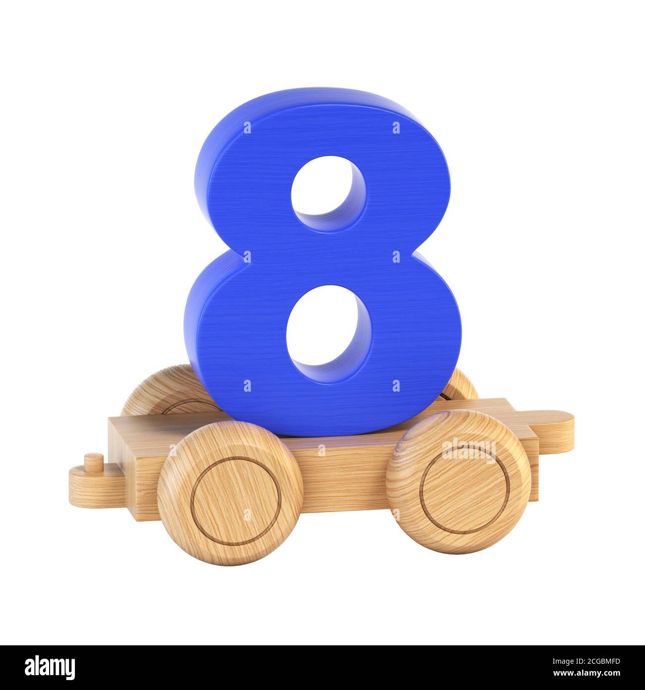 Treno font su ruote rendering 3d numero 8 Foto Stock