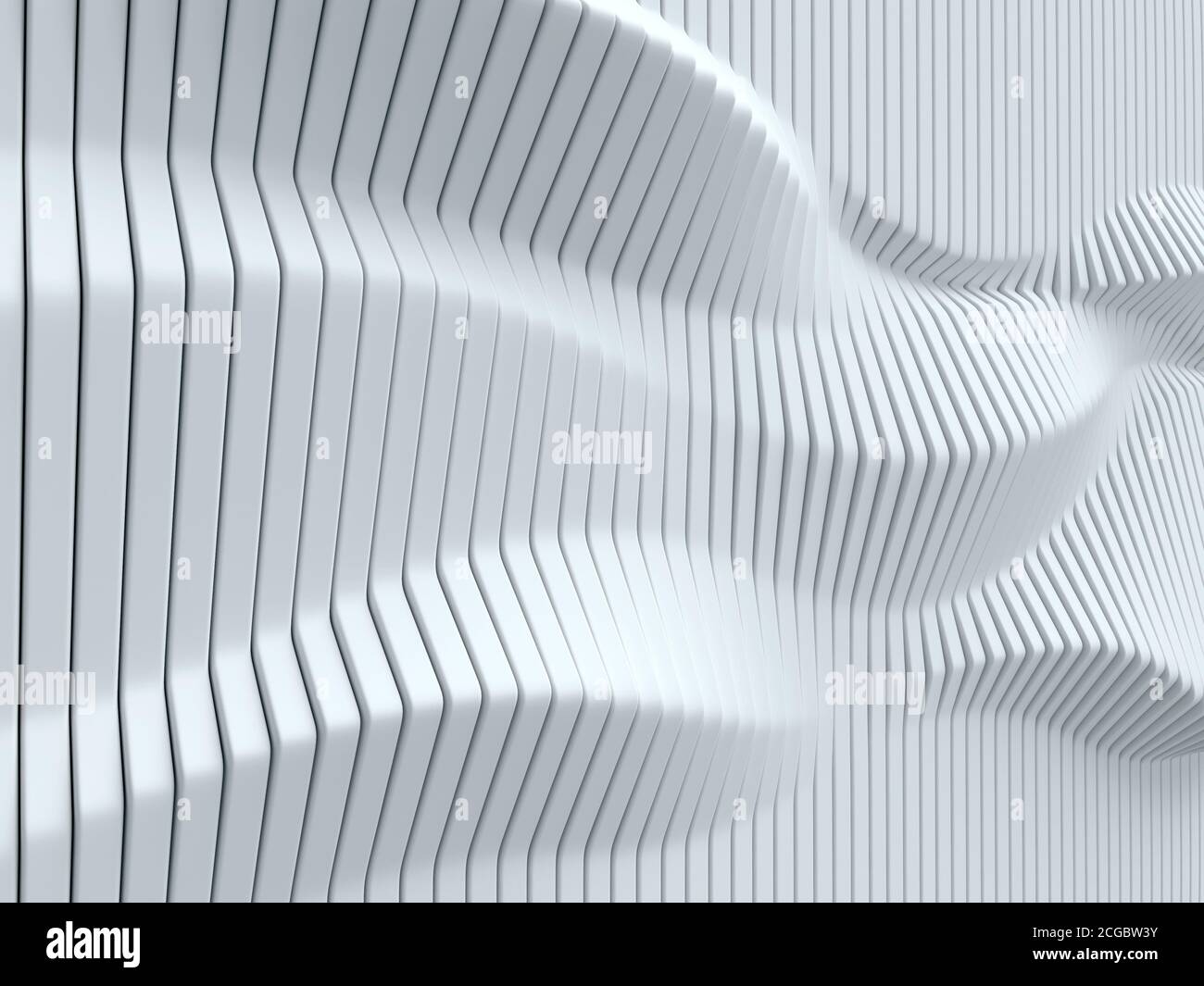 Superficie astratta costituita da pannelli verticali che formano una geometria 3d ondulata Foto Stock