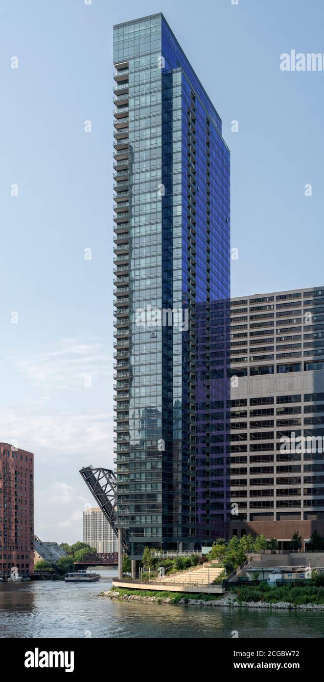 Una foto di un giorno di Wolf Point West Tower, Chicago, USA 2016. Foto Stock