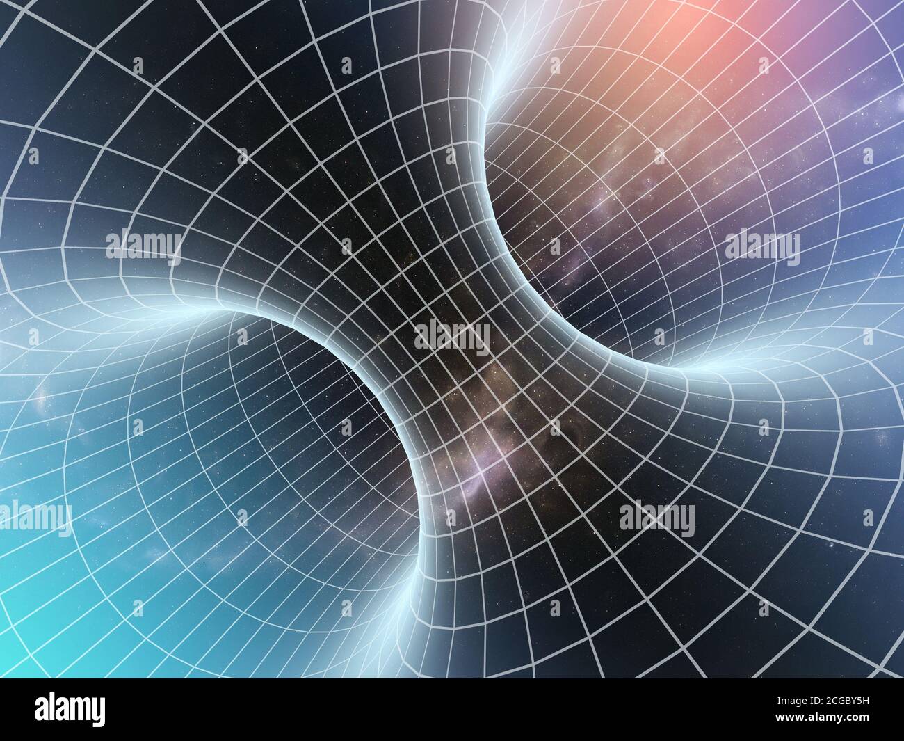 Cosmic wormhole, concetto di viaggio spaziale 3d Foto Stock