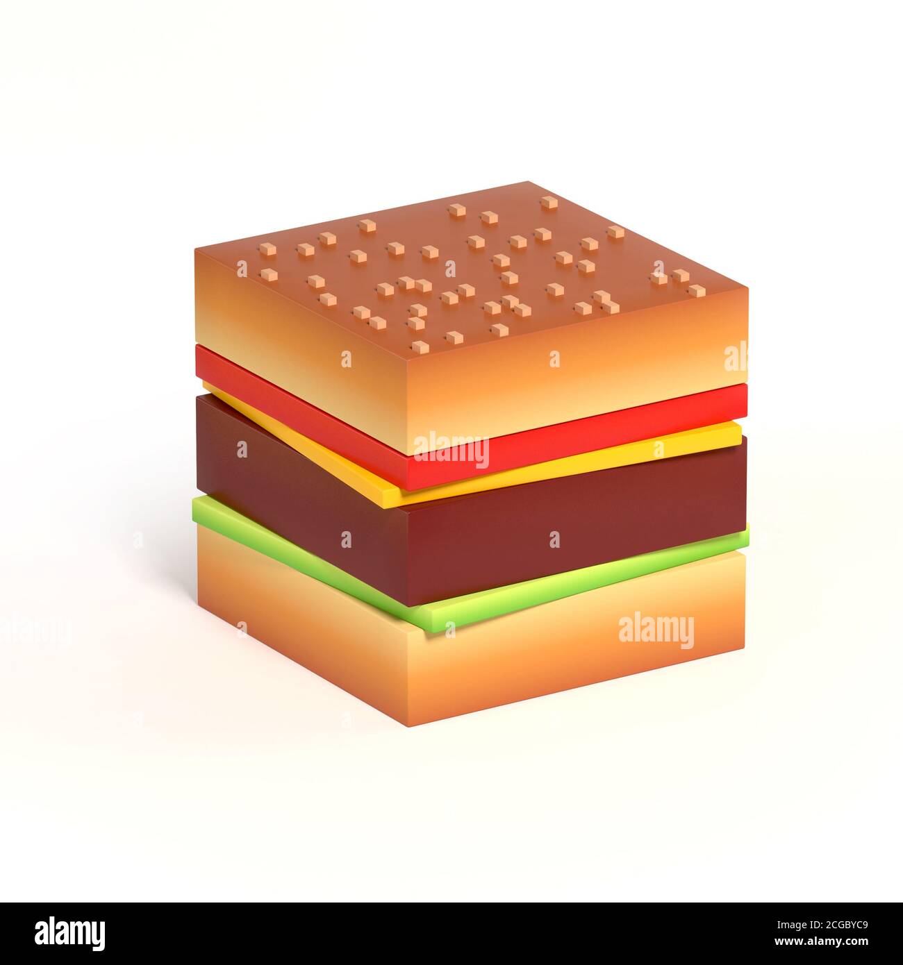Astratto cubico hamburger 3d icona Foto Stock