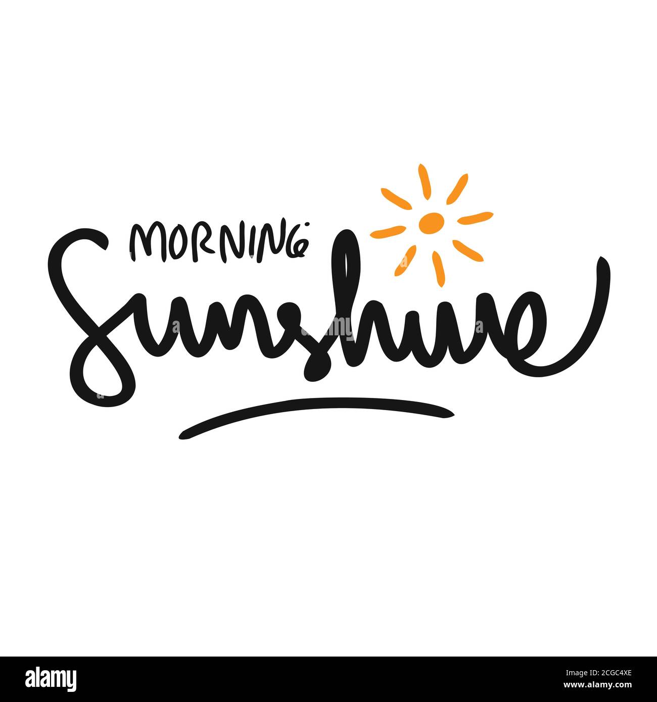 Buongiorno Sunshine bello vettore Calligraphy lettering motivazione frase Poster disegno. doodle illustrazione vettoriale Illustrazione Vettoriale