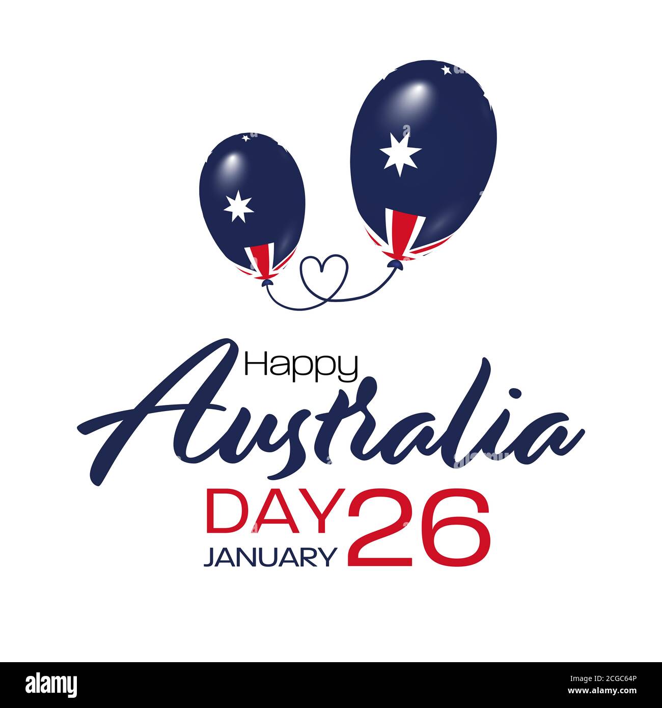 Giornata nazionale dell'Australia. Palloncini australiani con strisce e colori nazionali. Happy Australia Day. Gennaio 26. Foto Stock