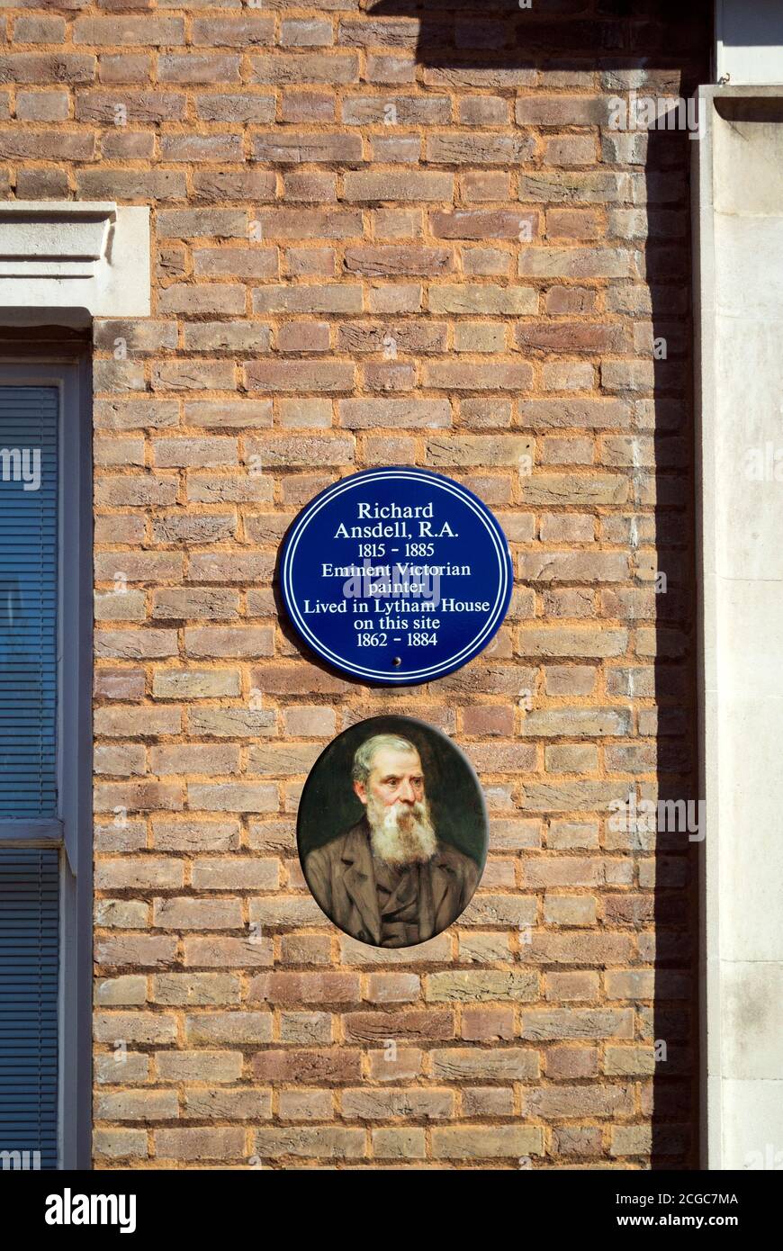 Placca blu Richard Andell R.A., Pittore vittoriano, South Kensington, Londra Foto Stock