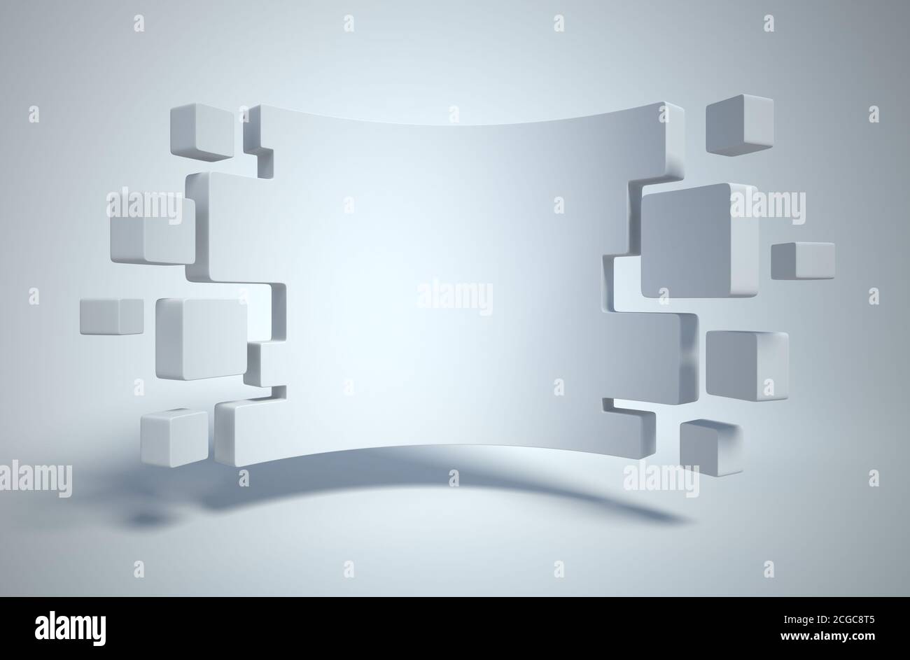 geometria astratta sfondo 3d, copy space board Foto Stock