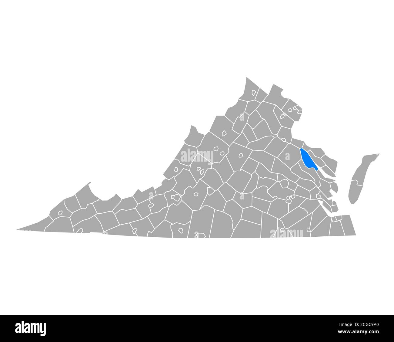 Mappa di Essex in Virginia Foto Stock