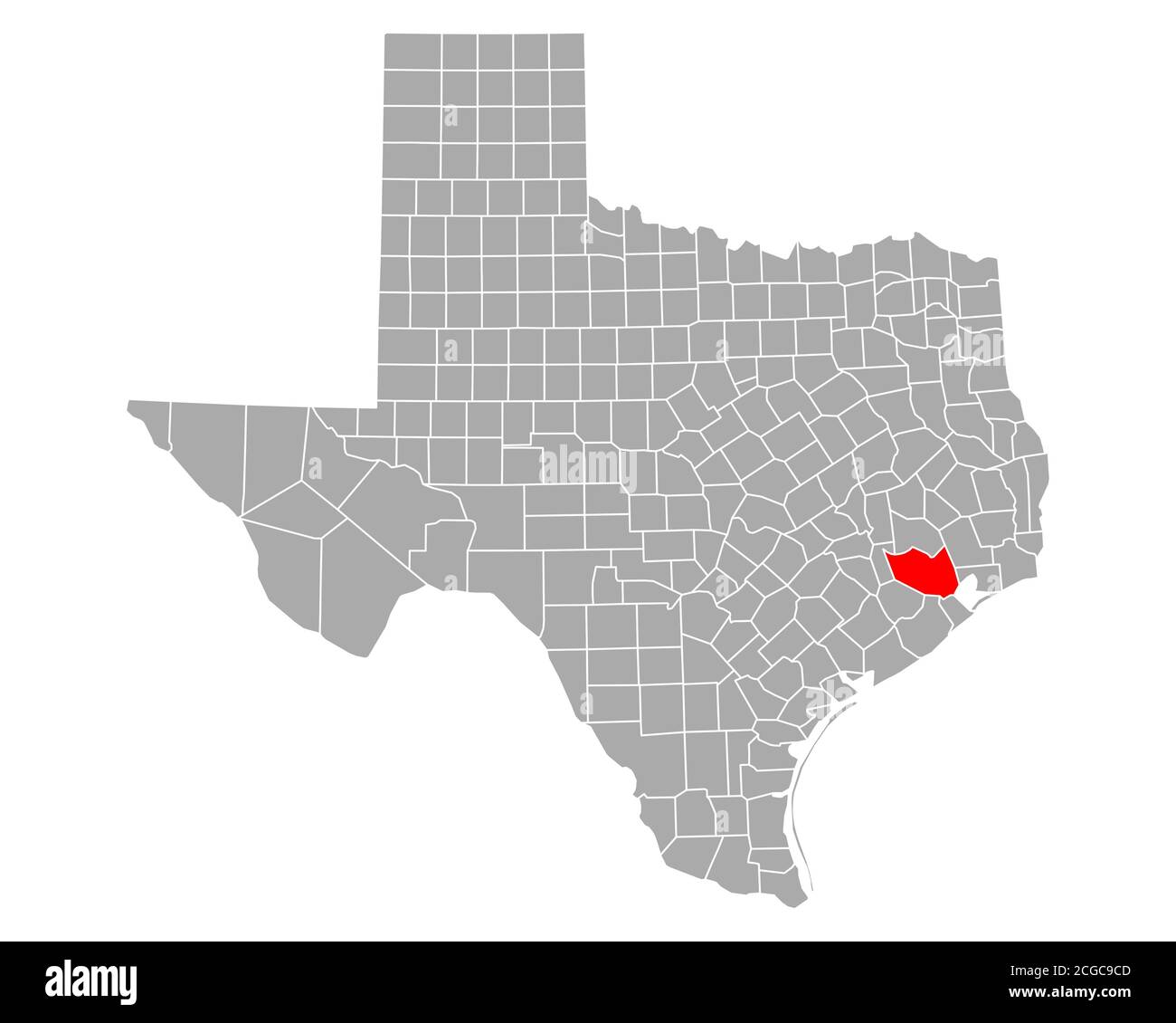 Harris sulla mappa di Texas Foto Stock