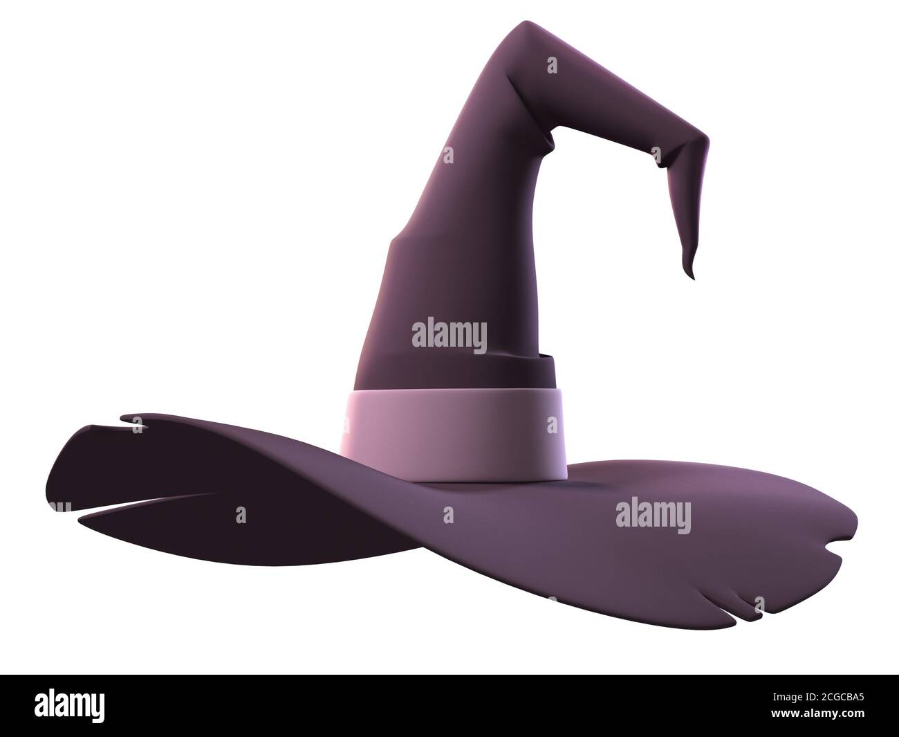 cappello di strega su sfondo bianco illustrazione 3d Foto Stock