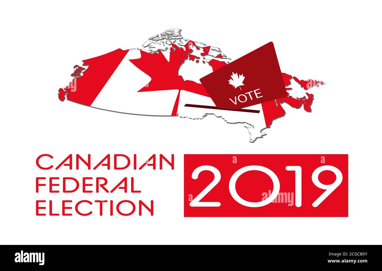 Festa nazionale canadese. Elezioni federali canadesi. Illustrazione. Colori nazionali. Foto Stock