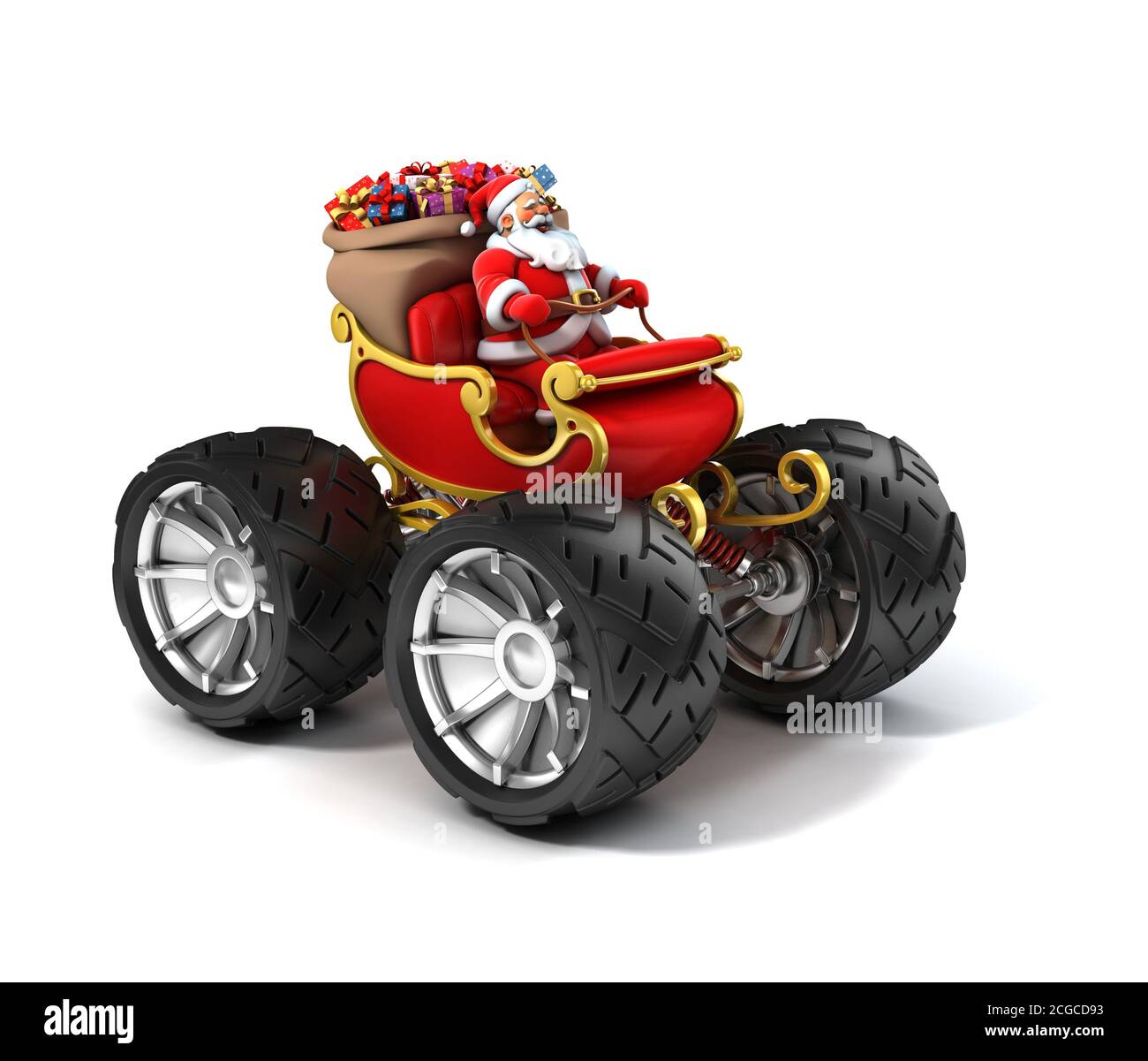 Babbo Natale su slitta con ruote grandi Foto Stock