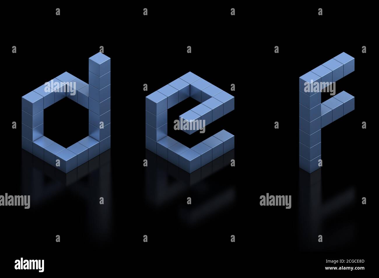 lettere cubiche con font 3d d e f Foto stock - Alamy