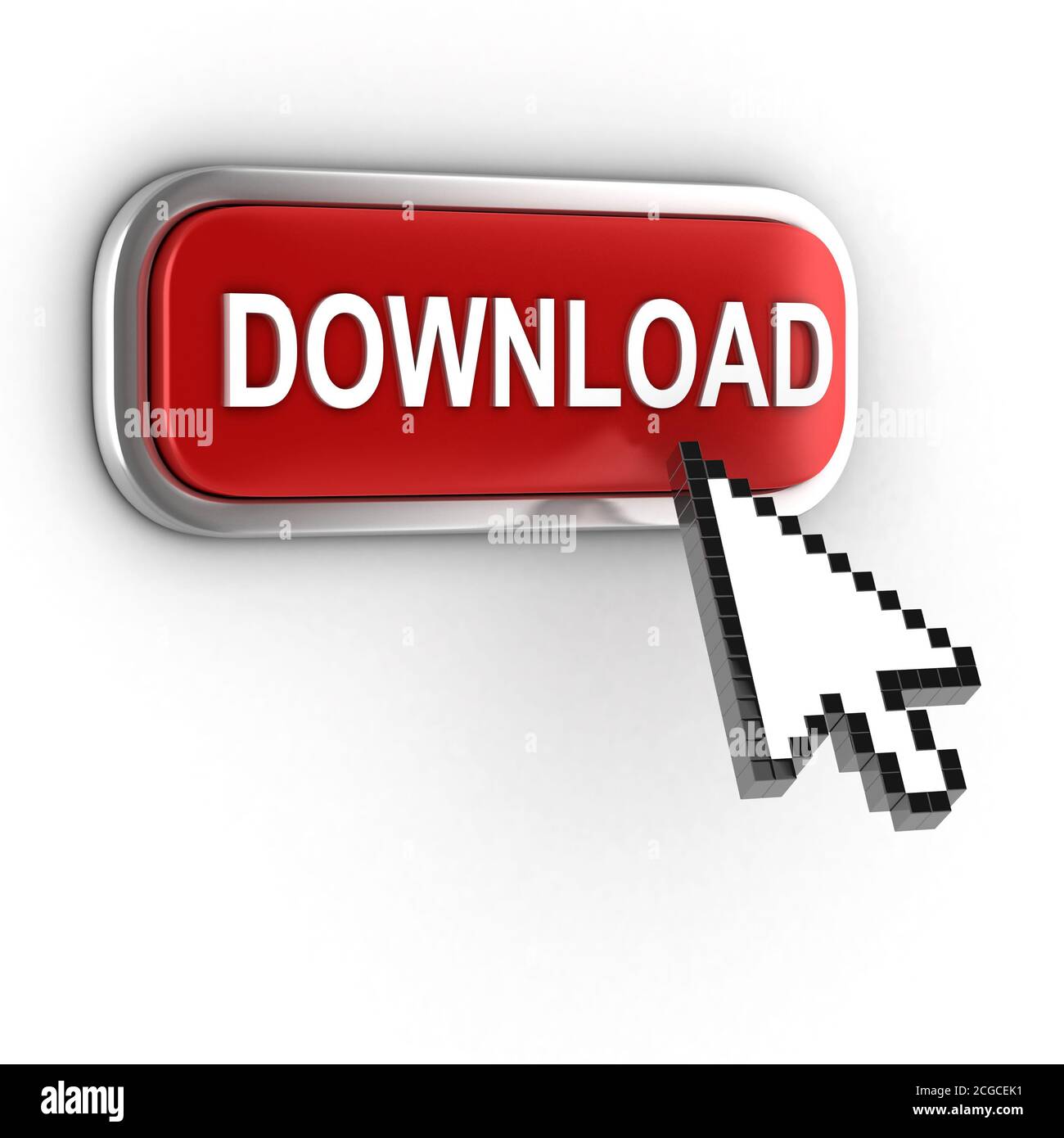 icona download 3d su sfondo bianco Foto Stock