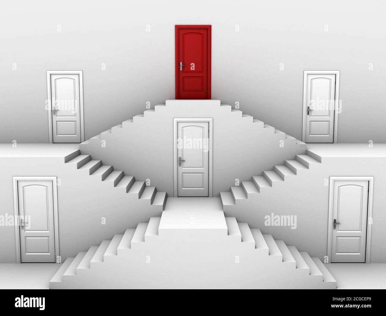 gerarchia verticale - porte su diversi livelli Foto Stock