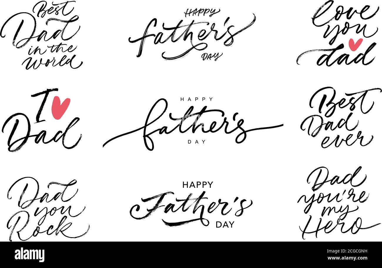 Biglietti di auguri di calligraphy del giorno dei Padri felici. Illustrazione Vettoriale