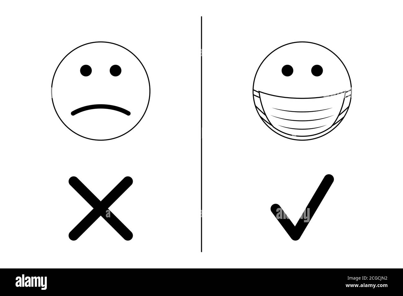 Utilizzo di maschere facciali Concept - Coronavirus, Covid-19, SARS-COV-2 - illustrazione vettoriale Illustrazione Vettoriale