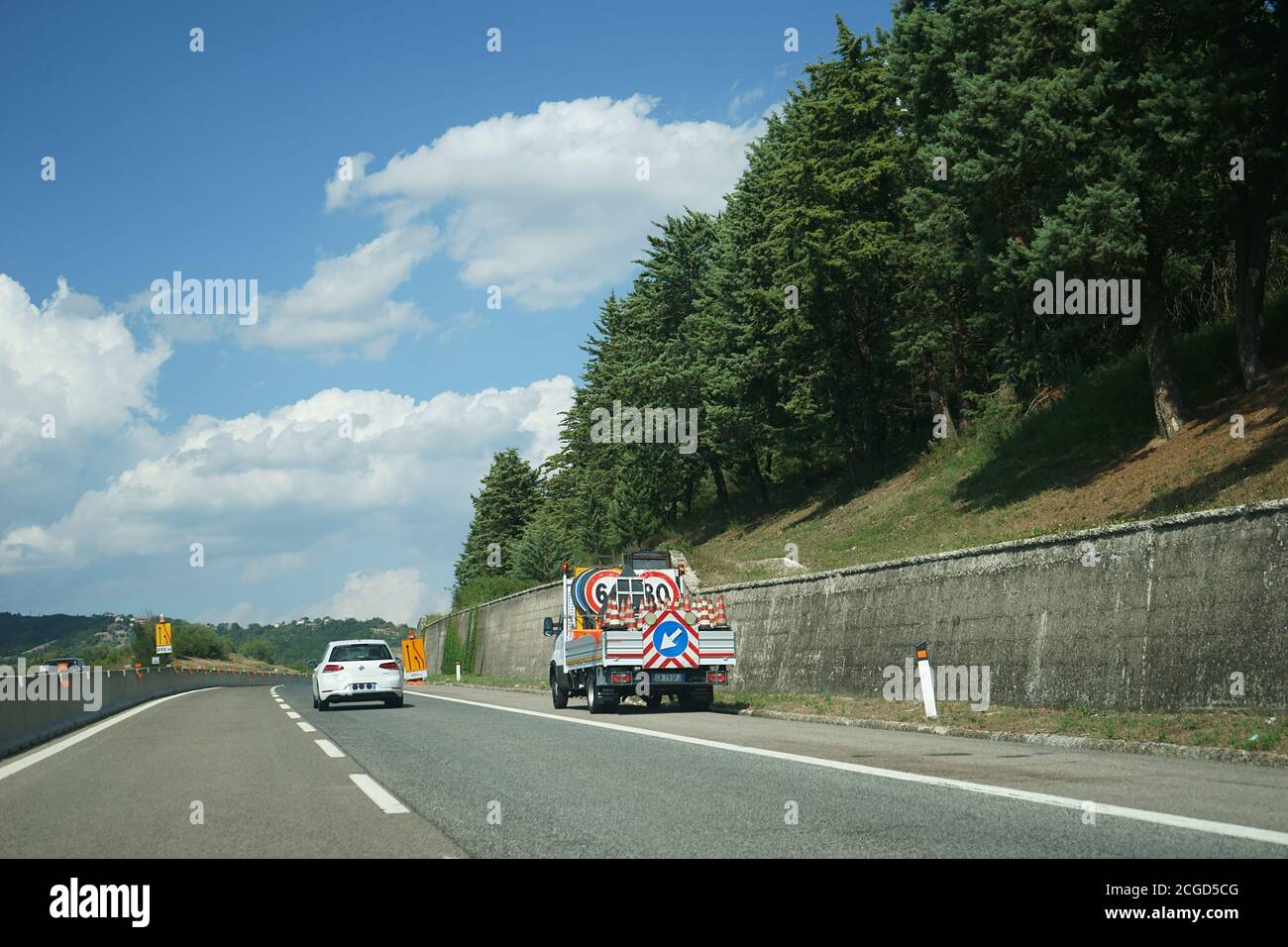 A 16 - autostrada Napoli - Bari - autostrada, Italia - lavori stradali Foto Stock