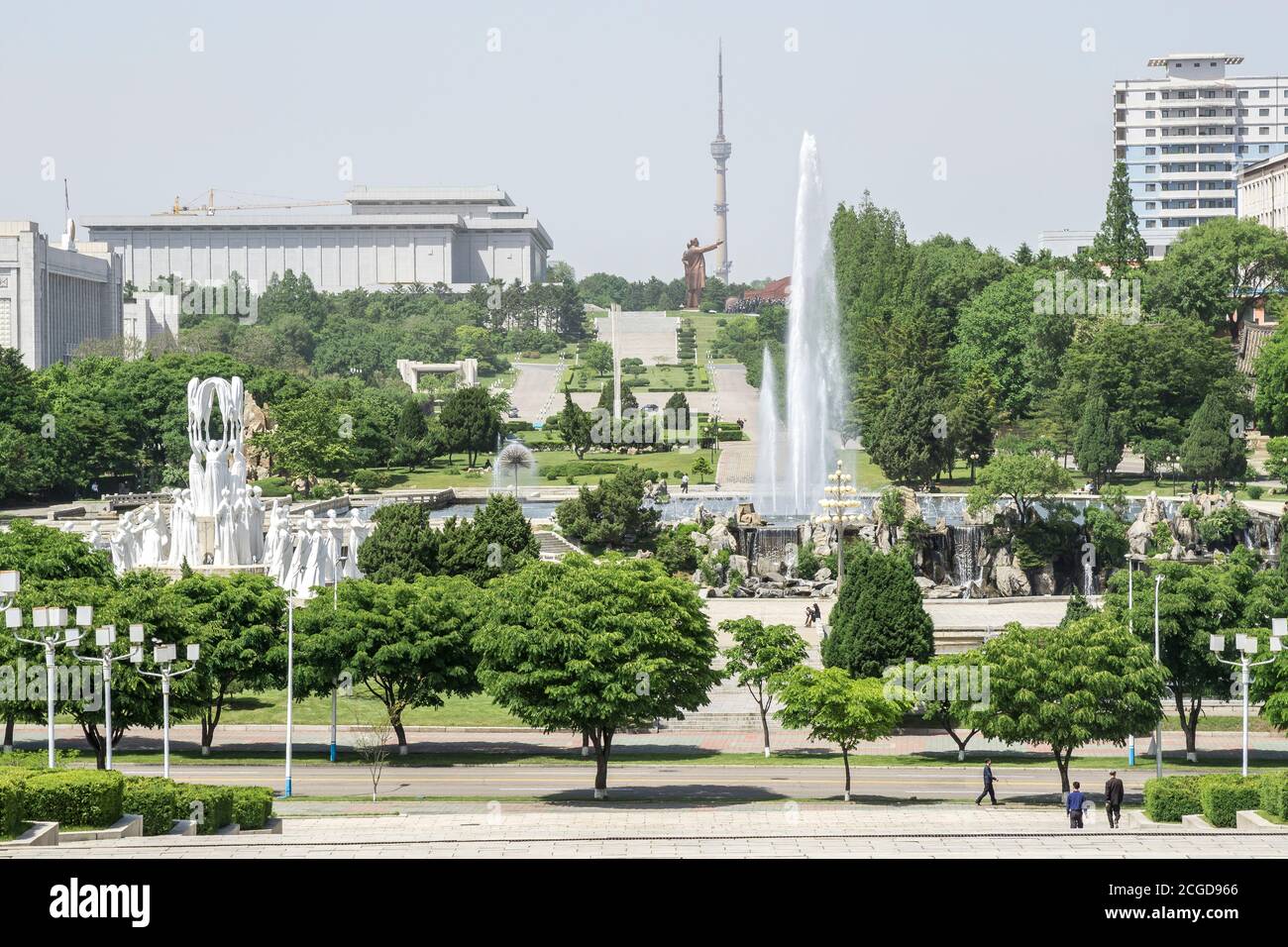 Le statue della Casa di Studio del Grande Popolo, Corea del Nord Foto Stock