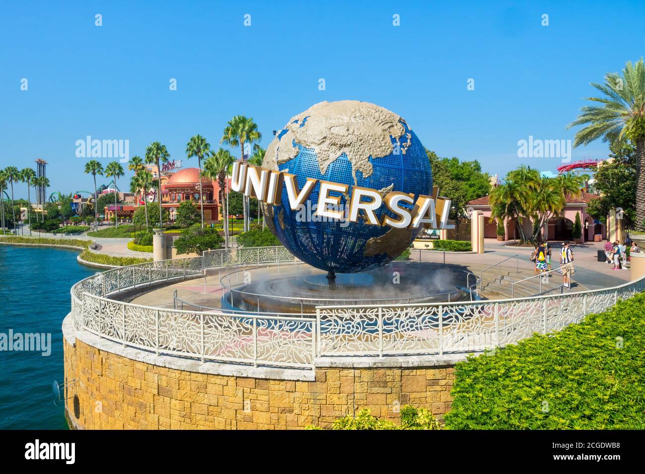 Il famoso Universal Globe al parco a tema Universal Studios Florida Foto Stock
