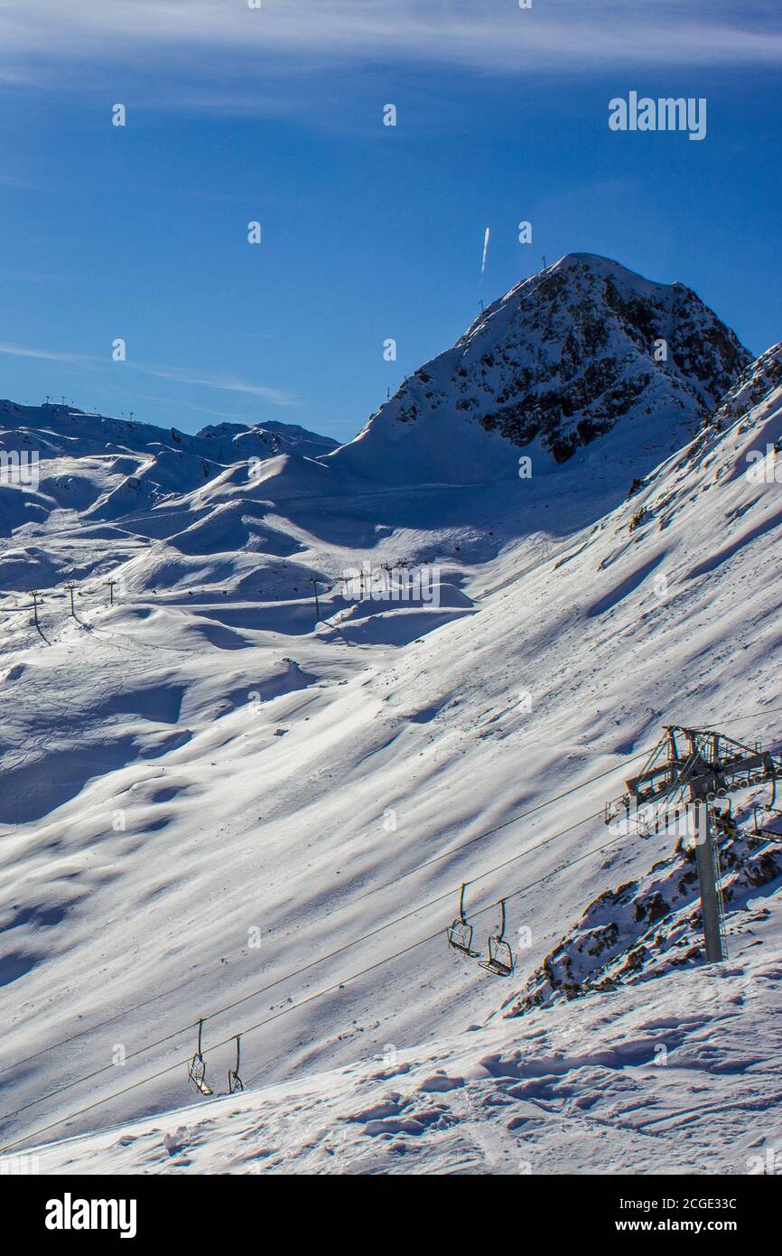 Vista sulla stazione sciistica di la Plagne, Francia Foto Stock