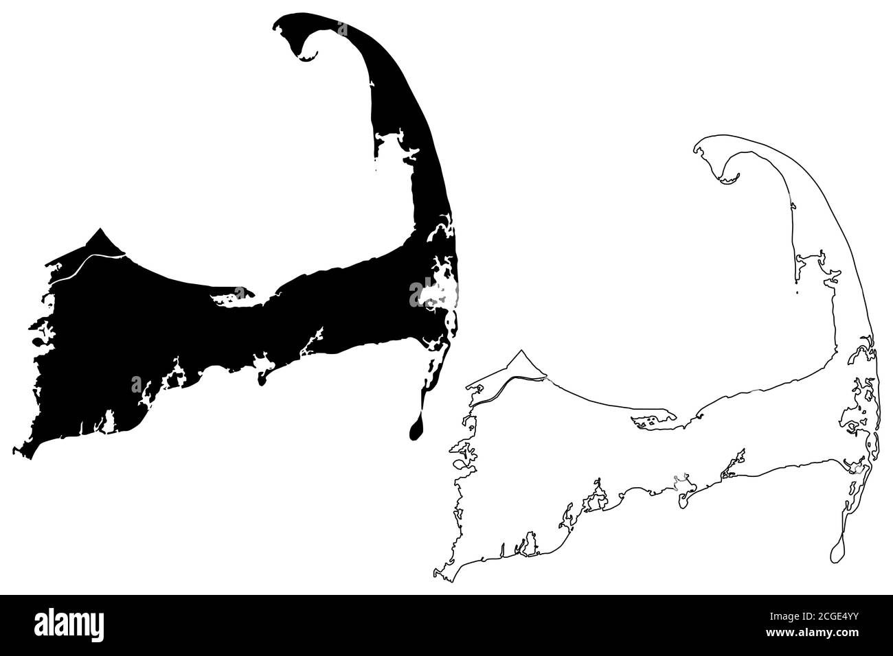 Barnstable County, Commonwealth of Massachusetts (Stati Uniti, Stati Uniti d'America, Stati Uniti, Stati Uniti, Stati Uniti) mappa vettoriale illustrazione, abbozzare Barns schizzo Illustrazione Vettoriale