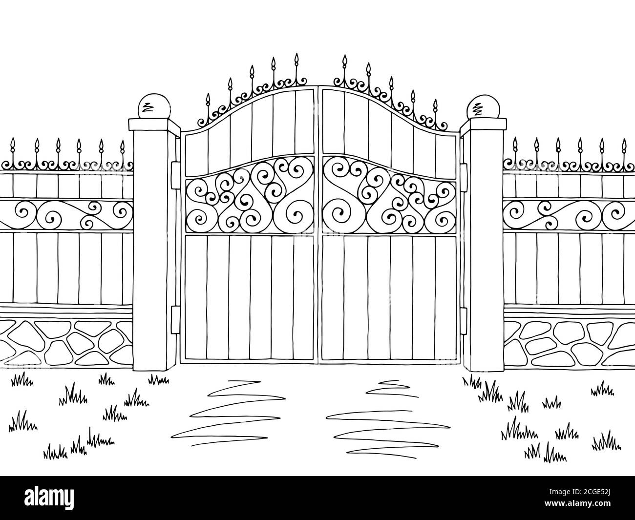 Vettore di illustrazione dello schizzo di un punto di separazione della parete grafico del punto di separazione bianco nero Illustrazione Vettoriale