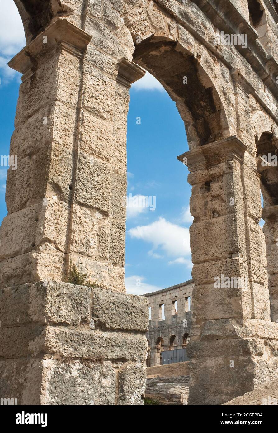 Anfiteatro romano a Pola, Croazia Foto Stock