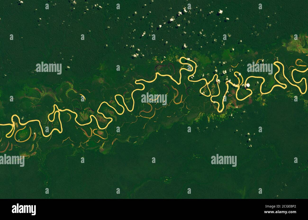 Il fiume Juruá emerge dagli altopiani del Perù centro-orientale, quindi si snoda attraverso pianure del Brasile. Al momento si svuota in Amazon Riv Foto Stock