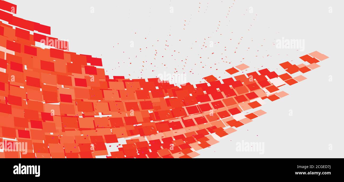 Sfondo tecnico 3d con forma astratta rossa su un grigio chiaro. Grafica vettoriale futuristica Illustrazione Vettoriale
