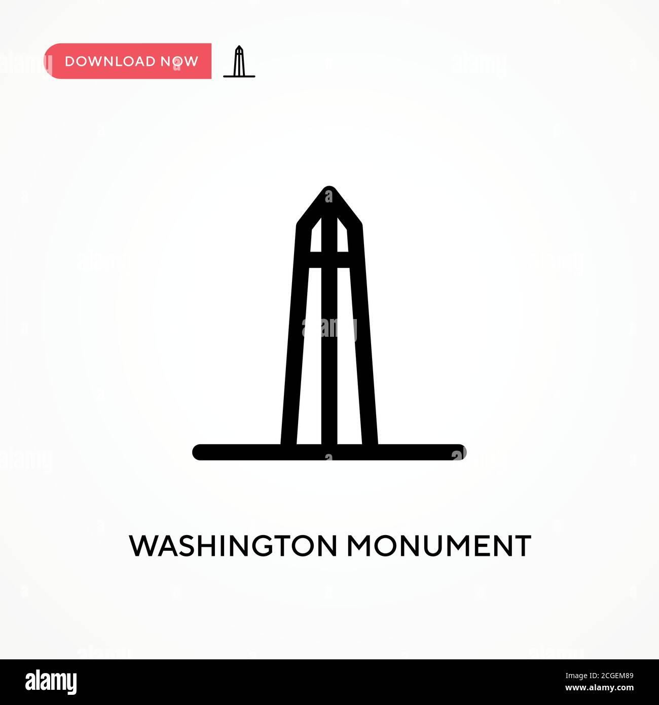 Icona vettore semplice monumento di Washington. Illustrazione vettoriale semplice e moderna per siti Web o applicazioni mobili Illustrazione Vettoriale