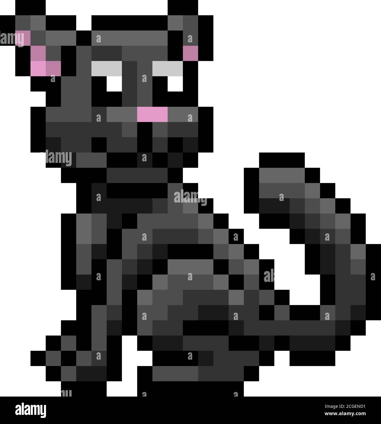 Black Witch Cat Game pixel Art icona di Halloween Illustrazione Vettoriale