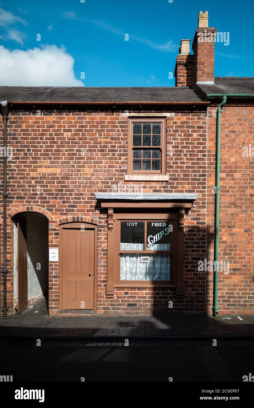 Old Victorian working class casa esterno, Black Country Living Museum, Regno Unito Dudley Foto Stock