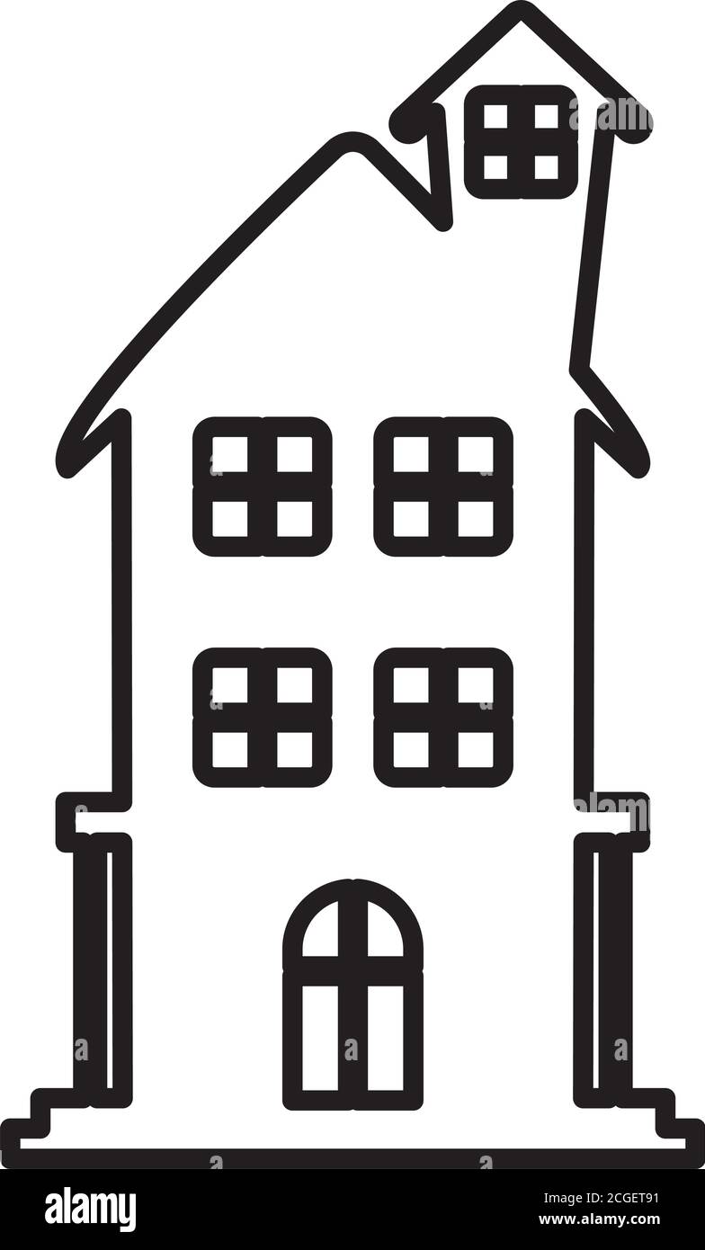 Casa hunted silhouette design, casa immobiliare edificio residenziale architettura proprietà e città tema illustrazione vettoriale Illustrazione Vettoriale