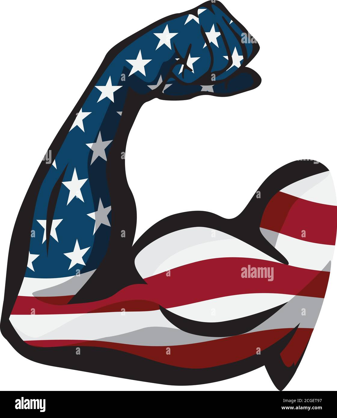 Illustrazione di un vettore isolato American Pride USA Flag Arm Flex Illustrazione Vettoriale