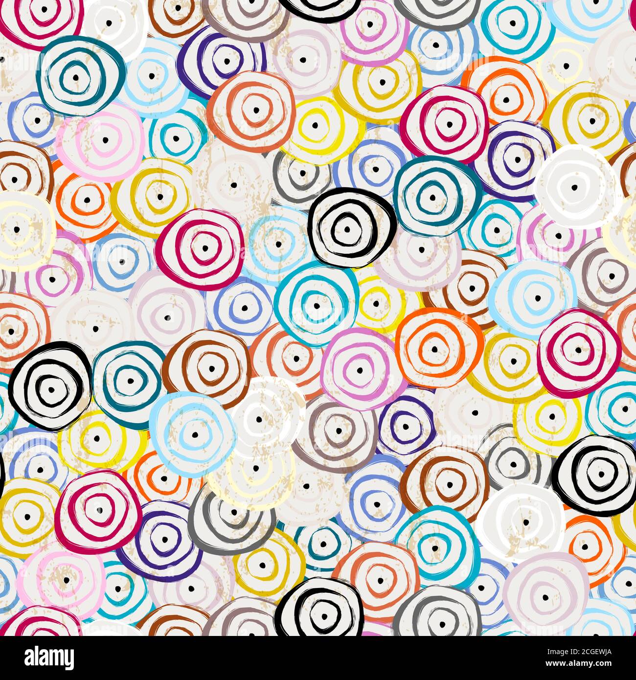 motivo di sfondo senza cuciture, con cerchi, tratti e schizzi Illustrazione Vettoriale