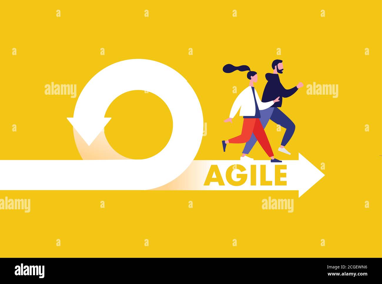 Illustrazione vettoriale delle icone della metodologia di sviluppo agile. Vettore icona ciclo di vita Agile. Illustrazione Vettoriale