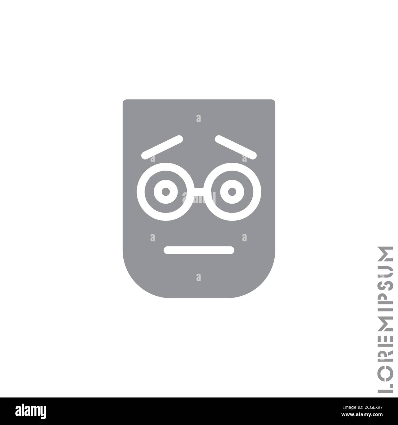 simpatico adesivo emoticon, illustrazione vettoriale. Imbarazzata Shy arrossamento viso Emoticon icona Vector Illustrazione. Grigio su sfondo bianco Illustrazione Vettoriale