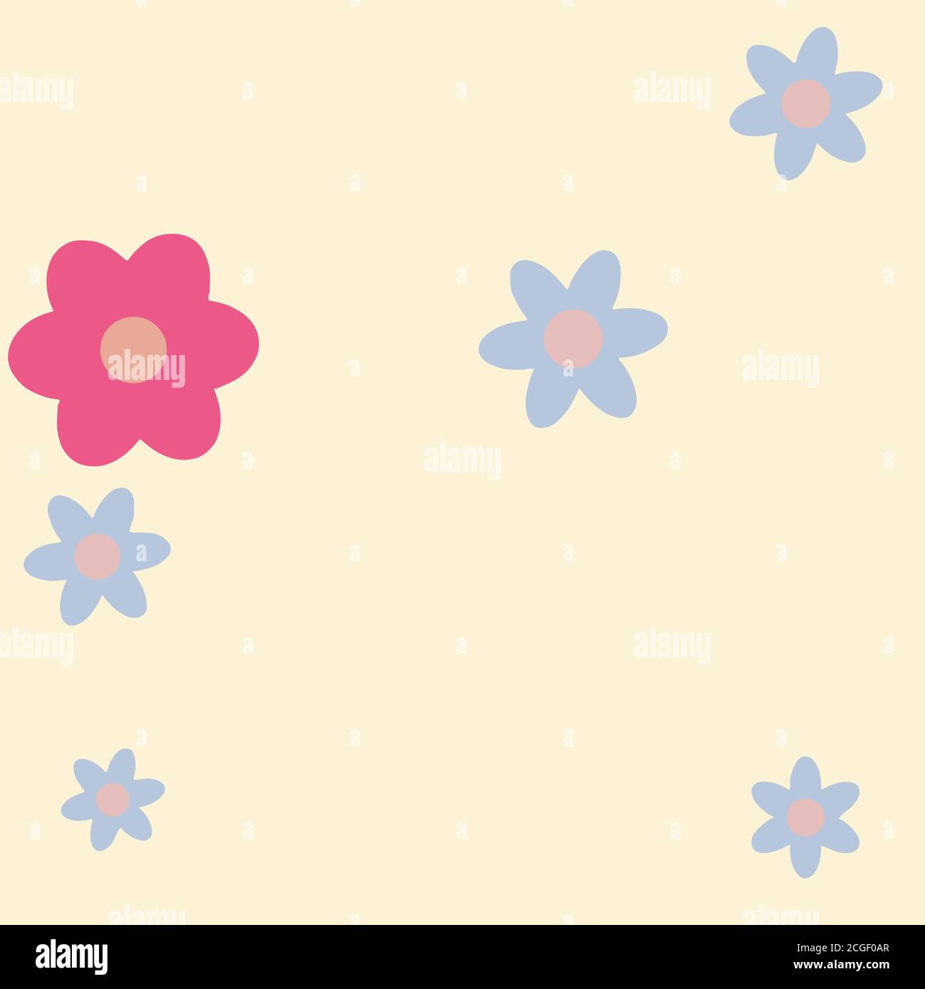 Cartoon Flowers Seamless Vector Pattern - ornamento ripetitivo per tessuti, carta avvolgente, moda ecc. Illustrazione Vettoriale