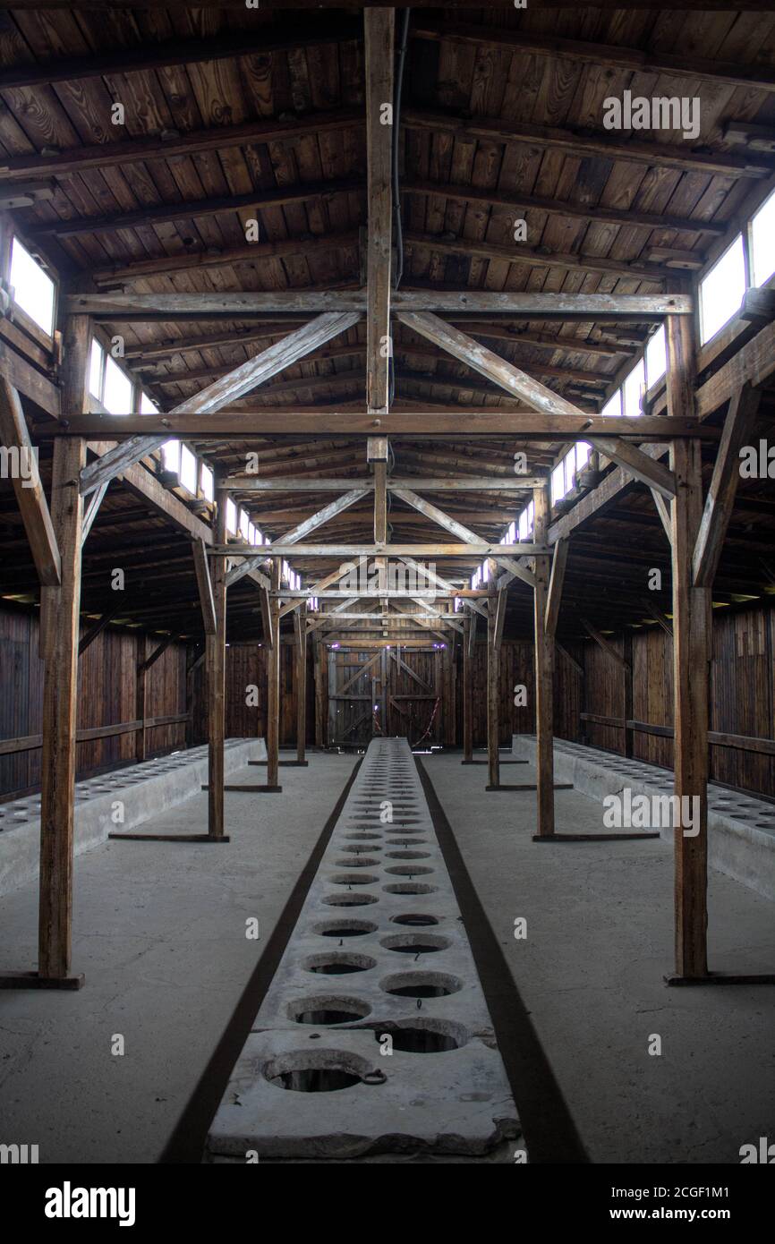 Immagine di Auschwitz II - Birkenau che mostra la realtà vissuta dai pressori nei campi di concentramento. Foto Stock