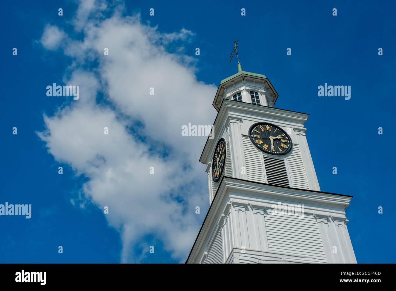 La Chiesa Metodista di Wiscasset, stato del Maine, USA. Foto Stock