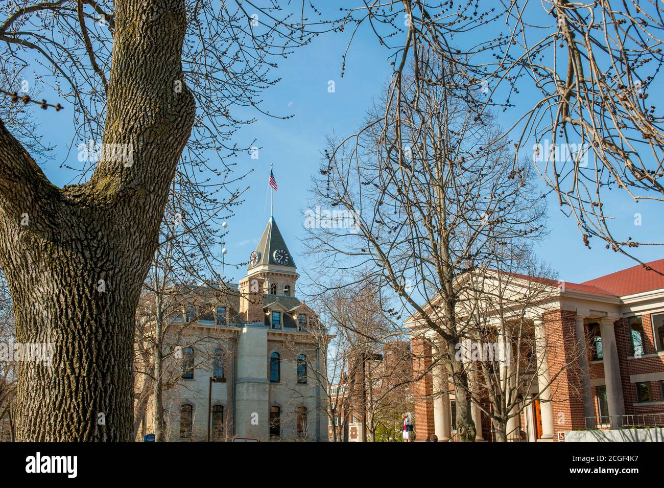 Vista del Carleton College, un piccolo college privato di materie umanistiche nella storica città fluviale di Northfield, Minnesota, USA. Foto Stock