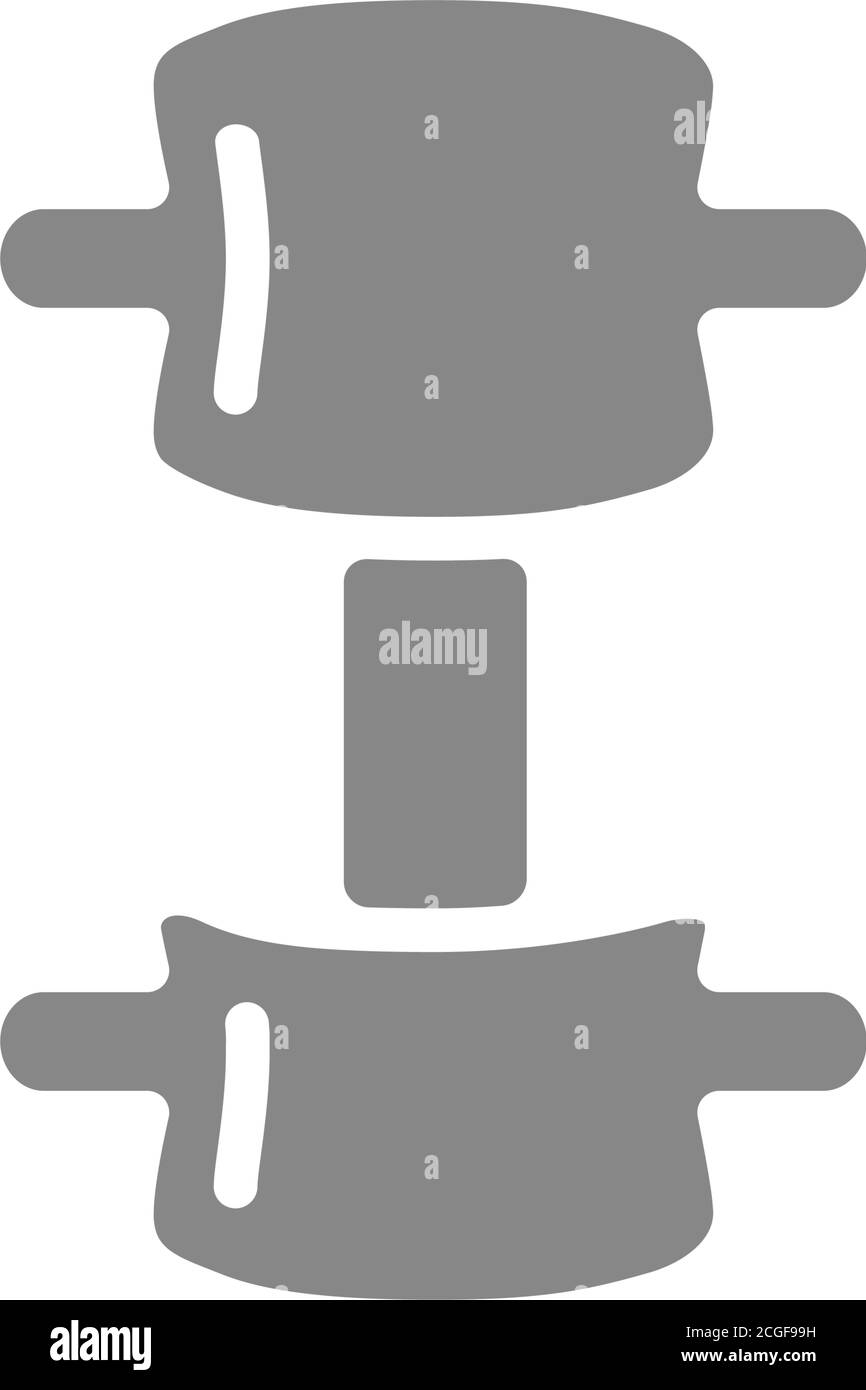 Frattura di compressione dell'icona grigia della colonna vertebrale. Simbolo della discopatia Illustrazione Vettoriale