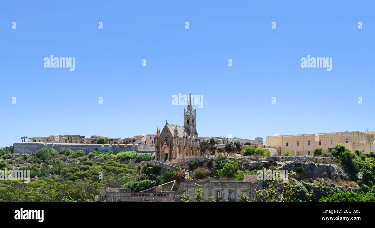 Chiesa della Madonna di Lourdes a Triq Lourdes, Għajnsielem, Malta. Foto Stock