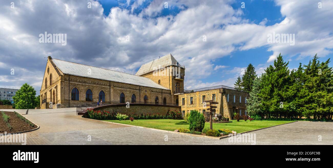 Vesele, Ucraina 07.24.2020. Castello della cantina Prince Trubetskoy nella regione di Kherson, Ucraina, in una giornata estiva soleggiata Foto Stock