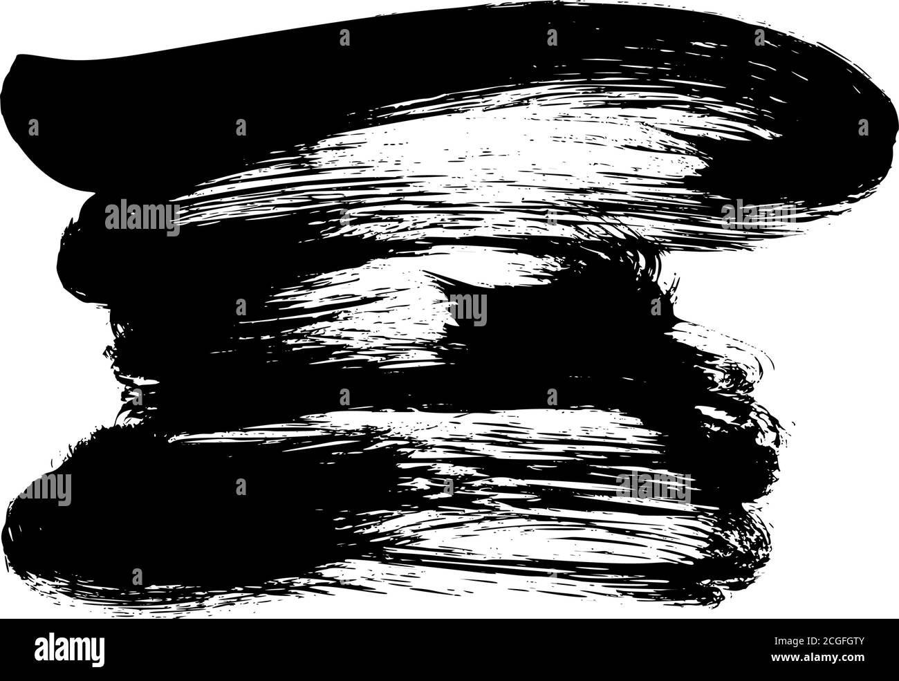 Vernice nera vettoriale, tratto o forma del pennello dell'inchiostro. Illustrazione Vettoriale