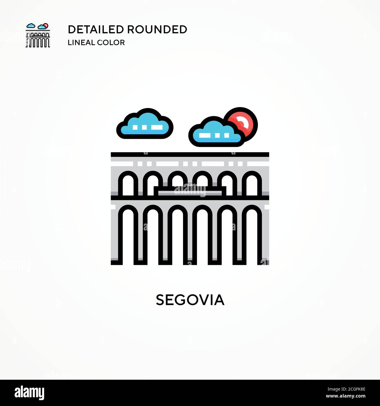 Icona del vettore Segovia. Concetti moderni di illustrazione vettoriale. Facile da modificare e personalizzare. Illustrazione Vettoriale